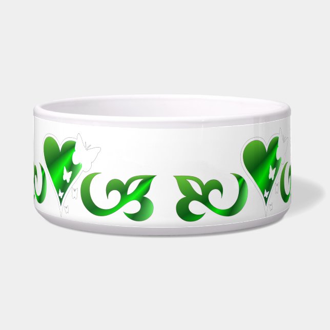 オーナメントレインボーハートと蝶とユリ ボウル (正面)