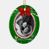 オーナメントレッドグリーンホリーリボン1stクリスマス セラミックオーナメント (右)