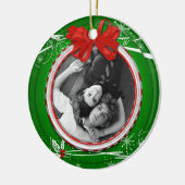 オーナメントレッドグリーンホリーリボン1stクリスマス セラミックオーナメント (左)