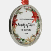 オーナメント三人家族として赤い初めてのクリスマス メタルオーナメント (右)