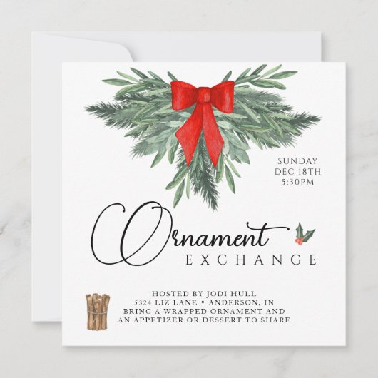 オーナメント交換の招待を編集可能 招待状 (正面)