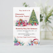 オーナメント交換パーティの招待状カード。ホリデー 招待状 (スタンド正面)