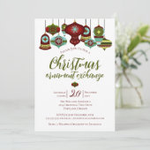 オーナメント交換パーティーレトロクリスマスボーブル 招待状 (スタンド正面)