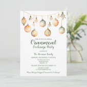 オーナメント交換パーティー水色金ゴールド緑 招待状 (スタンド正面)