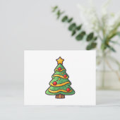 オーナメント付きのかわいいクリスマスツリー シーズンポストカード (スタンド正面)