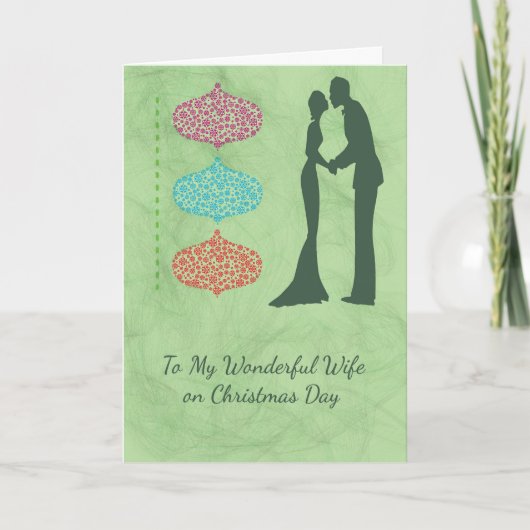 オーナメント付き妻のクリスマスカード カード (正面)
