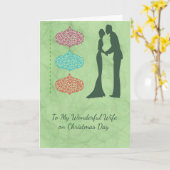 オーナメント付き妻のクリスマスカード カード (黄色い花)