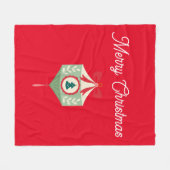 オーナメント伝統的グリーンとレッドクリスマス フリースブランケット (正面(横))