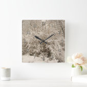 オーナメント冬の雪 スクエア壁時計 (ホーム)