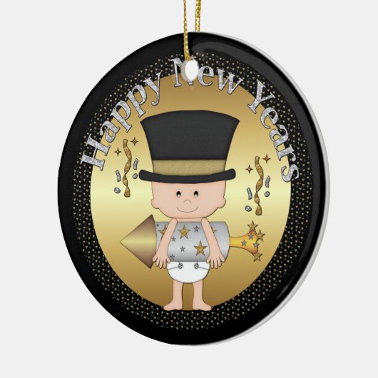 オーナメント大晦日のベビーの日付を加えます セラミックオーナメント (左)