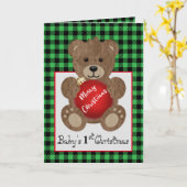 オーナメント折りグリーティングカード付テディベア カード (黄色い花)