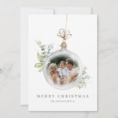 オーナメント水彩グリーンメリークリスマス4枚の写真 シーズンカード (正面)