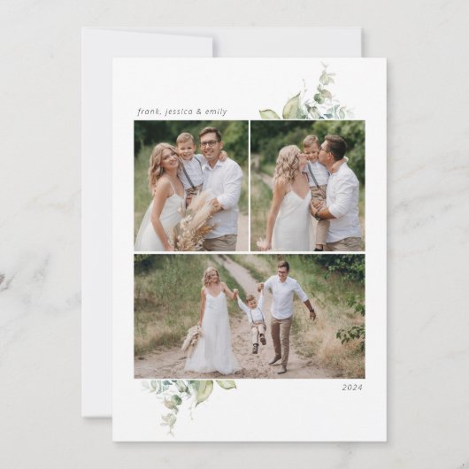 オーナメント水彩グリーンメリークリスマス4枚の写真 シーズンカード (裏面)