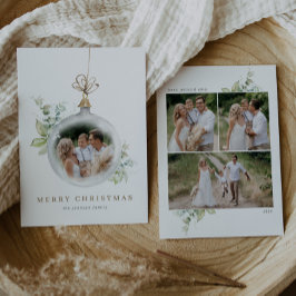 オーナメント水彩グリーンメリークリスマス4枚の写真 シーズンカード