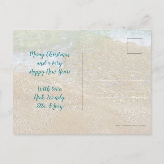 オーナメント熱帯ビーチクリスマス ポストカード (裏面)