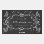 オーナメント縁どヴィンテージ黒板卵カートン 長方形シール (正面)