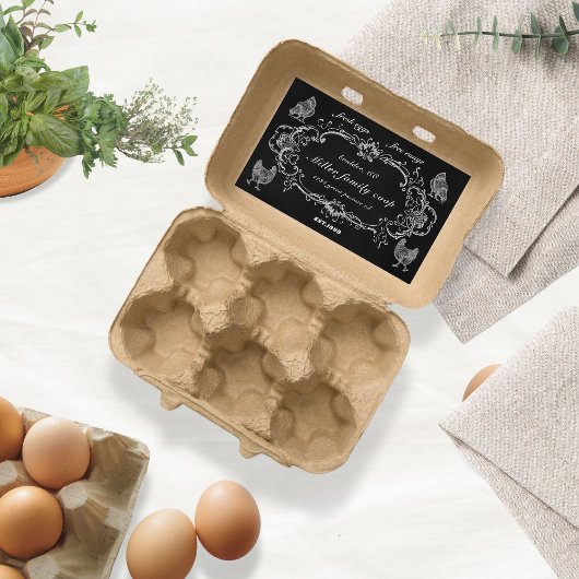 オーナメント縁どヴィンテージ黒板卵カートン 長方形シール