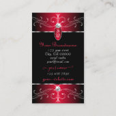 オーナメント華美ブラッククリムゾンレッドジュエリーイニシャル 名刺 (裏面)