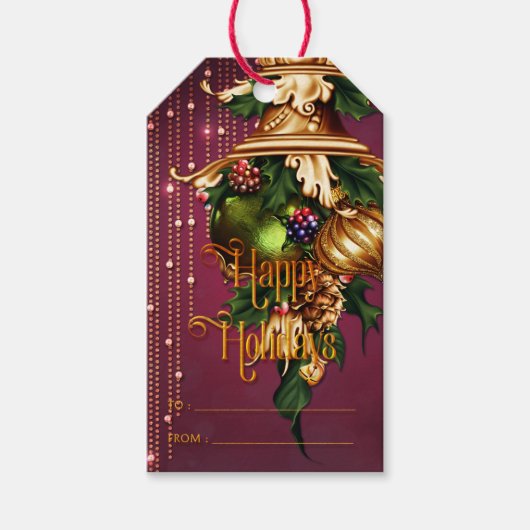 オーナメント華美&ベリーハッピーホリデイズ ギフトタグ (正面)