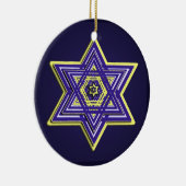 オーナメント青及び黄色の編まれたダビデの星 セラミックオーナメント (右)