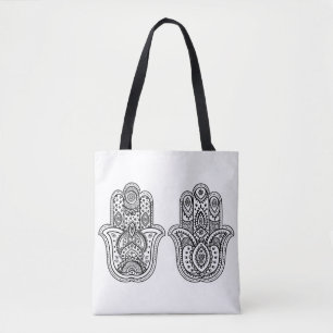 オーナメント2との手描きのHamsa トートバッグ