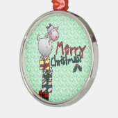 オーナメント、かわいいヤギ及びギフトの漫画 メタルオーナメント (左)