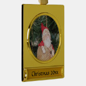 オーナメント-アンティークサンタと文字 ゴールドプレートバナーオーナメント (右)