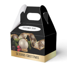 オーナメント、エバーグリーンおよび金ゴールドリボン優先ボックス