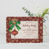 オーナメント&エレガント金ゴールドグリッターホリデーパーティー 招待状 (スタンド正面)