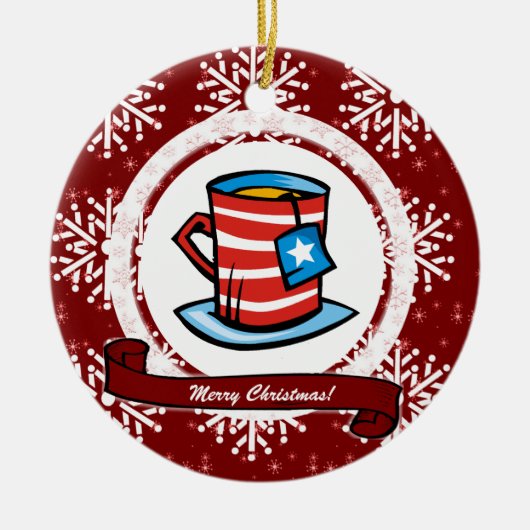 オーナメント-クリスマスのお茶会 セラミックオーナメント (正面)