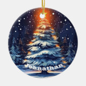 オーナメント クリスマスツリー 光る 名入れ (正面)