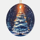 オーナメント クリスマスツリー 光る 名入れ (左)