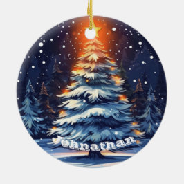 オーナメント クリスマスツリー 光る 名入れ