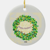 オーナメント：クリスマスリース/ハッピーホリデー セラミックオーナメント (裏面)