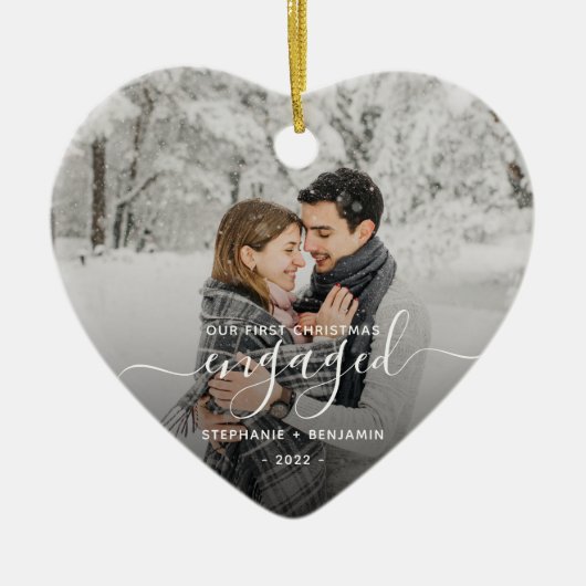オーナメント クリスマス 初めての婚約記念写真 白 (正面)