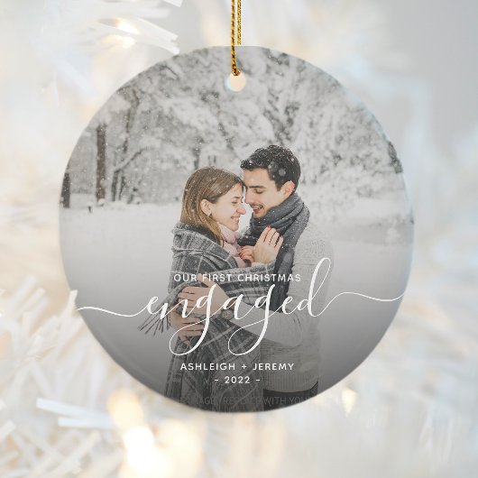 オーナメント クリスマス 初めての婚約記念写真 白
