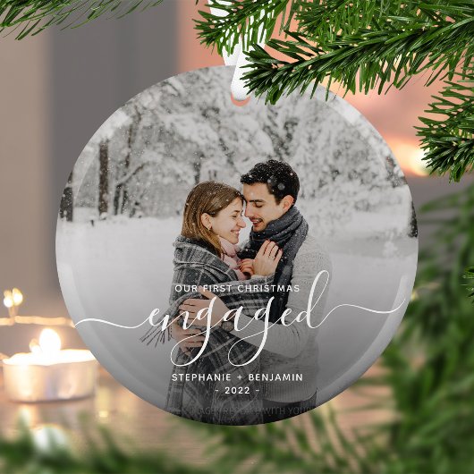 オーナメント クリスマス 初めての婚約記念写真 白