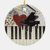 オーナメント – グランドピアノ、ハート、音楽、ミュージカル (裏面)