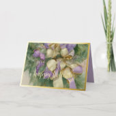 オーナメント サテン リボン エバーグリーン ラベンダー シーズンカード (正面)