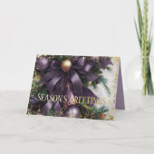 オーナメント サテン リボン エバーグリーン 紫 ゴールド シーズンカード (正面)