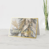 オーナメント サテン リボン フロック エバーグリーン グレー ゴールド シーズンカード (正面)