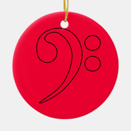 オーナメント-シンプルバスクレフ、 音符記号-色を選択 セラミックオーナメント (正面)