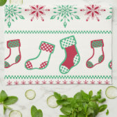 オーナメント、ストッキング、雪片 キッチンタオル (折り畳み)