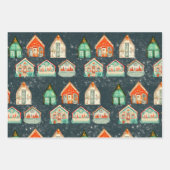 オーナメント、スノーハウスとクリスマスプレイド ラッピングペーパーシート (正面2)