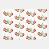 オーナメント、スノーハウスとクリスマスプレイド ラッピングペーパーシート (正面)