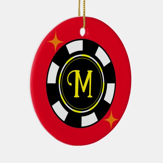 オーナメント-トランプのポーカーパーソナライズされた(追加イニシャル) セラミックオーナメント (右)