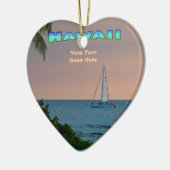 オーナメント：ブルーカタマランサンセット(ハート) セラミックオーナメント (左)