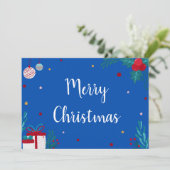 オーナメント、プレゼント、ガーランド付きメリークリスマス 招待状 (スタンド正面)