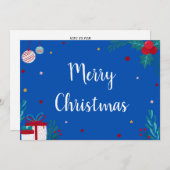 オーナメント、プレゼント、ガーランド付きメリークリスマス 招待状 (正面/裏面)