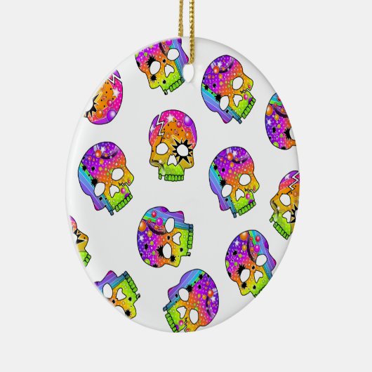 オーナメント-ポップアートのスカル セラミックオーナメント (右)